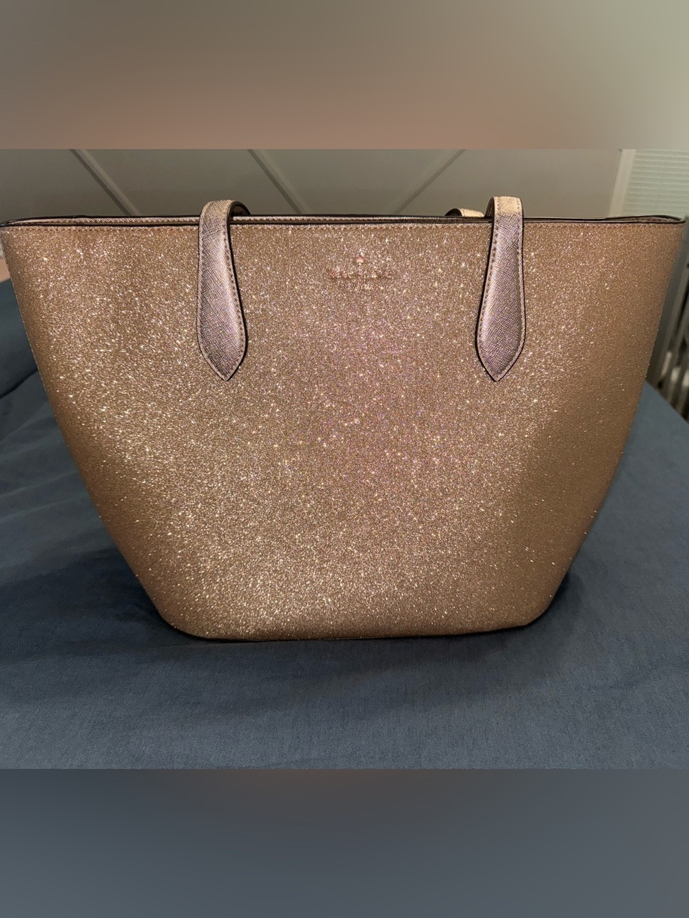 kate spade Glitter Tote in Rose Gold